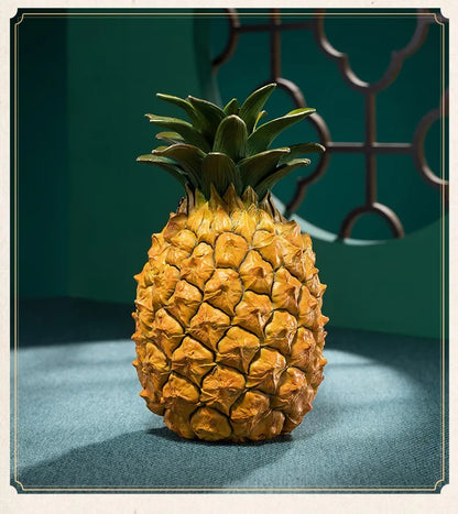 Unique 100% Pure handmade 3D bronze carving Auspicious GOOD LUCK Fruits Pineapple honeybee statue HOME BAR STORE decorative art