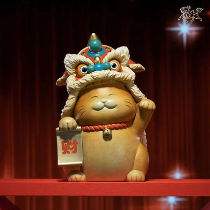 Unique CHINESE Royal mascot  Recruit wealth awakened lion Fortune Cat copper sculpture HOME BAR living ROOM decorative statue