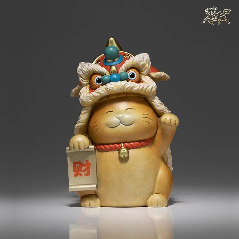 Unique CHINESE Royal mascot  Recruit wealth awakened lion Fortune Cat copper sculpture HOME BAR living ROOM decorative statue