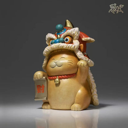 Unique CHINESE Royal mascot  Recruit wealth awakened lion Fortune Cat copper sculpture HOME BAR living ROOM decorative statue