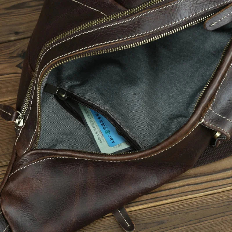 Unique Casual Genuine Leather Triangle Male Female Travlling Bagpacks For Ipad Small Backpack Portable Men Bags