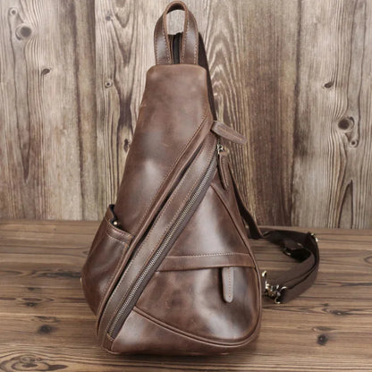Unique Casual Genuine Leather Triangle Male Female Travlling Bagpacks For Ipad Small Backpack Portable Men Bags