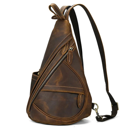 Unique Casual Genuine Leather Triangle Male Female Travlling Bagpacks For Ipad Small Backpack Portable Men Bags