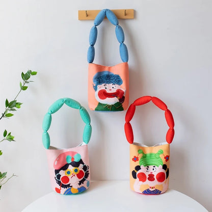 Unique Design Women's Portable Bucket Bag with Eye Catching Cartoon Handbag