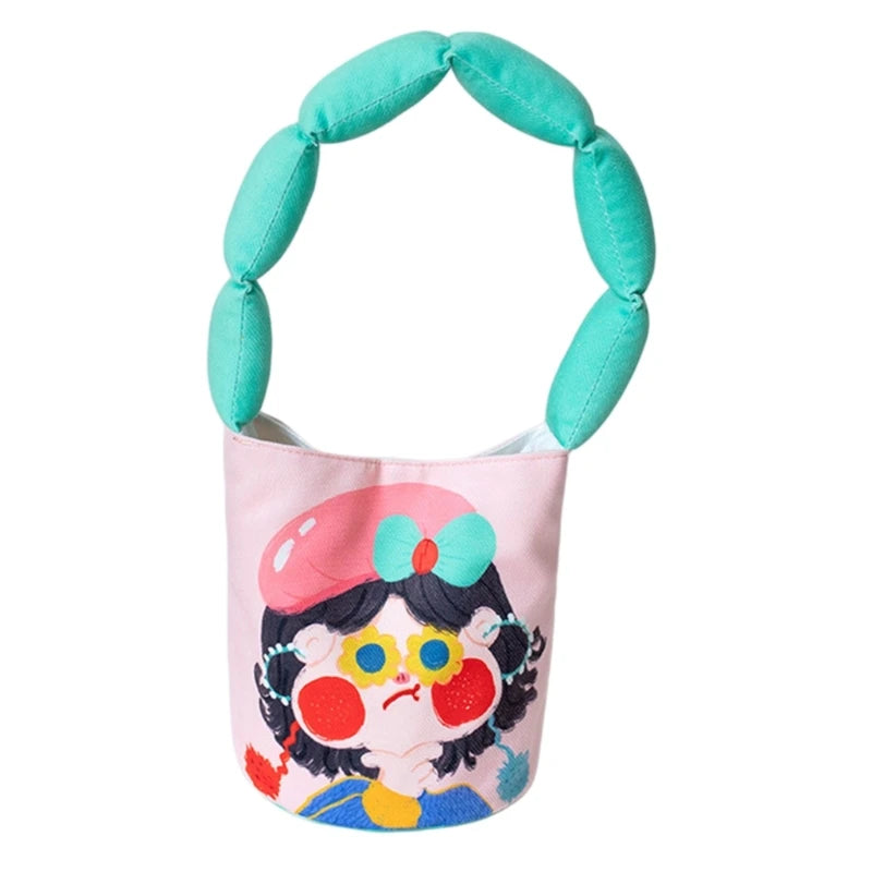 Unique Design Women's Portable Bucket Bag with Eye Catching Cartoon Handbag