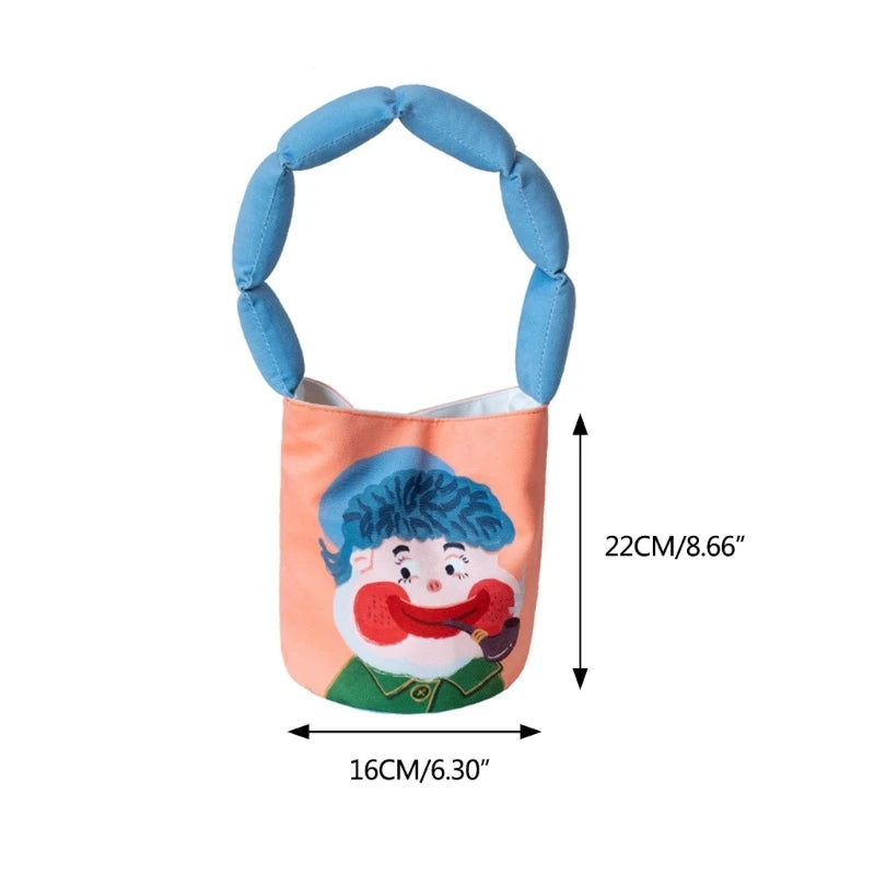 Unique Design Women's Portable Bucket Bag with Eye Catching Cartoon Handbag