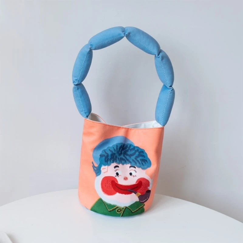 Unique Design Women's Portable Bucket Bag with Eye Catching Cartoon Handbag
