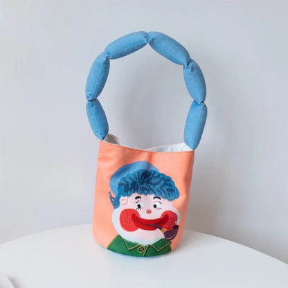 Unique Design Women's Portable Bucket Bag with Eye Catching Cartoon Handbag