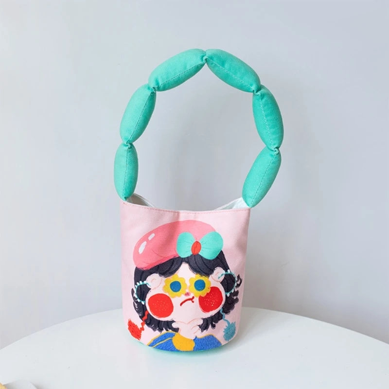 Unique Design Women's Portable Bucket Bag with Eye Catching Cartoon Handbag