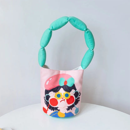 Unique Design Women's Portable Bucket Bag with Eye Catching Cartoon Handbag