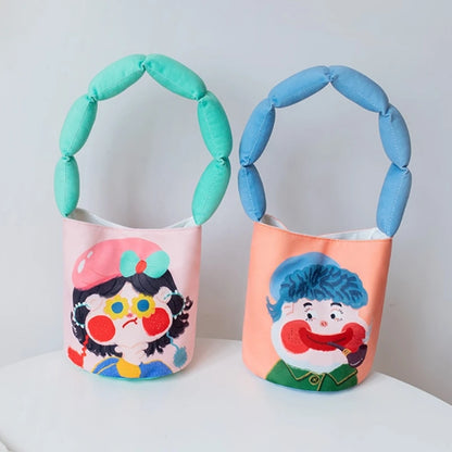 Unique Design Women's Portable Bucket Bag with Eye Catching Cartoon Handbag