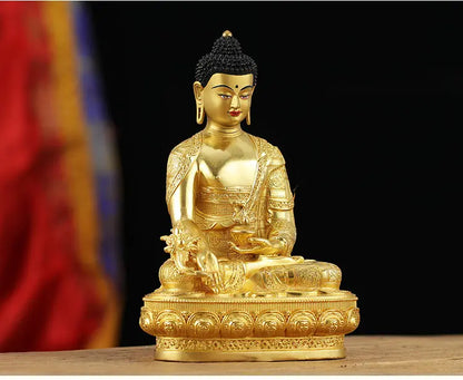 Unique - High-grade gilding Buddha brass statue HOME family effective protection Tibetan Nepal the Medicine Buddha  21CM