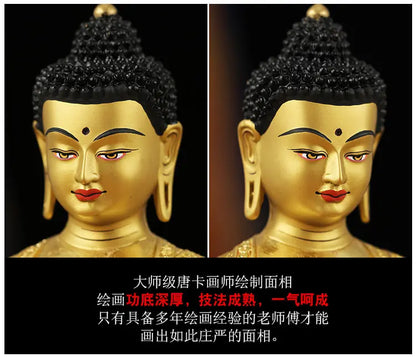 Unique - High-grade gilding Buddha brass statue HOME family effective protection Tibetan Nepal the Medicine Buddha  21CM