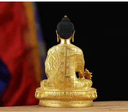 Unique - High-grade gilding Buddha brass statue HOME family effective protection Tibetan Nepal the Medicine Buddha  21CM