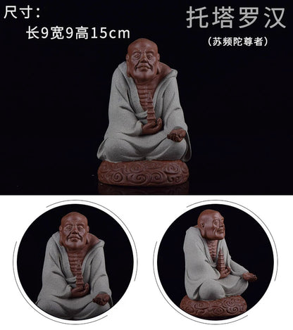 Unique # Marvellous ART# TOP COOL # Asian Buddhism handmade 18 Luo Han Arhat buddha enameled pottery sculpture FENG SHUI Statue