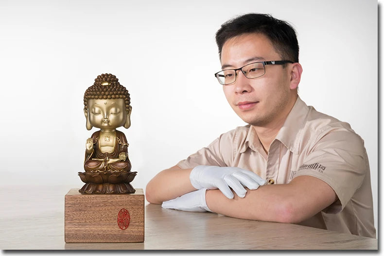 Unique - OFFICE High-grade ART -Business art talisman Decorative Buddha statues brass Hand engraving art sculpture  30CM