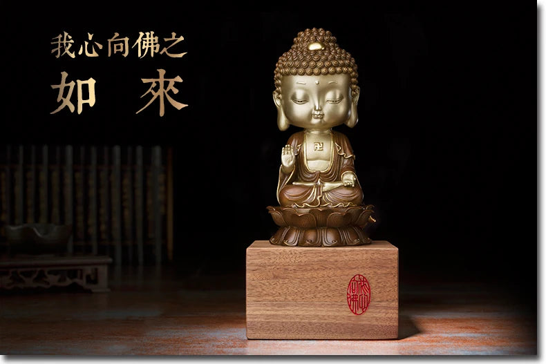 Unique - OFFICE High-grade ART -Business art talisman Decorative Buddha statues brass Hand engraving art sculpture  30CM