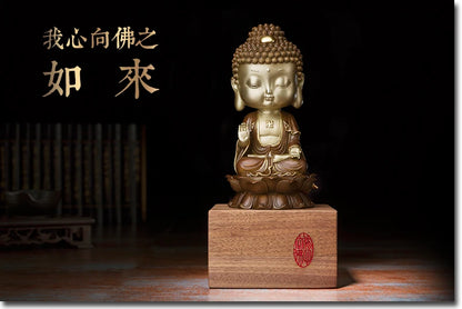 Unique - OFFICE High-grade ART -Business art talisman Decorative Buddha statues brass Hand engraving art sculpture  30CM