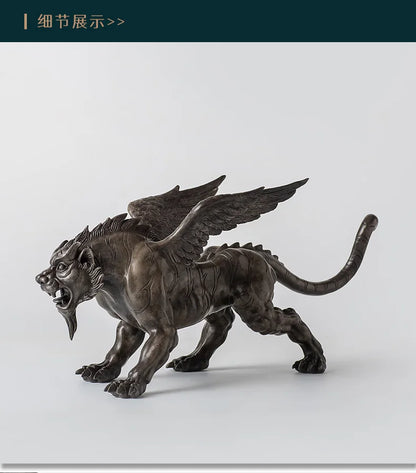 Unique Original TOP COOL Supernatural Mythical Animal Flying dragon Lion tiger Bronze carving statue HOME BAR STORE Game mount