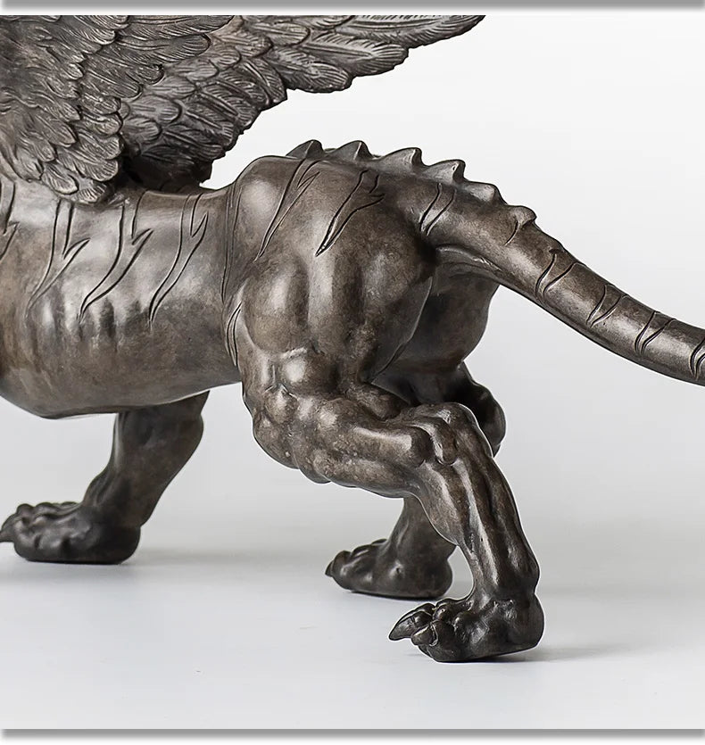 Unique Original TOP COOL Supernatural Mythical Animal Flying dragon Lion tiger Bronze carving statue HOME BAR STORE Game mount