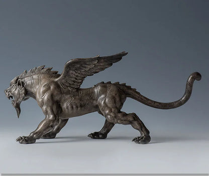Unique Original TOP COOL Supernatural Mythical Animal Flying dragon Lion tiger Bronze carving statue HOME BAR STORE Game mount
