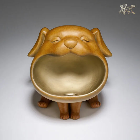 Unique TOP COOL high grade Lucky mascot 3D animal dog ashtray copper sculpture HOME BAR living ROOM SHOP decorative statue
