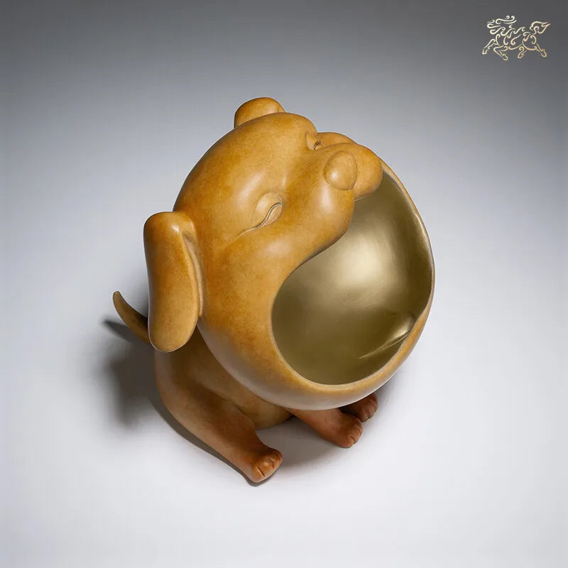 Unique TOP COOL high grade Lucky mascot 3D animal dog ashtray copper sculpture HOME BAR living ROOM SHOP decorative statue