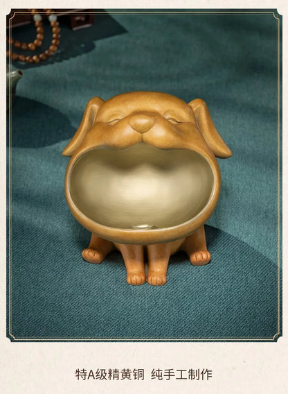 Unique TOP COOL high grade Lucky mascot 3D animal dog ashtray copper sculpture HOME BAR living ROOM SHOP decorative statue