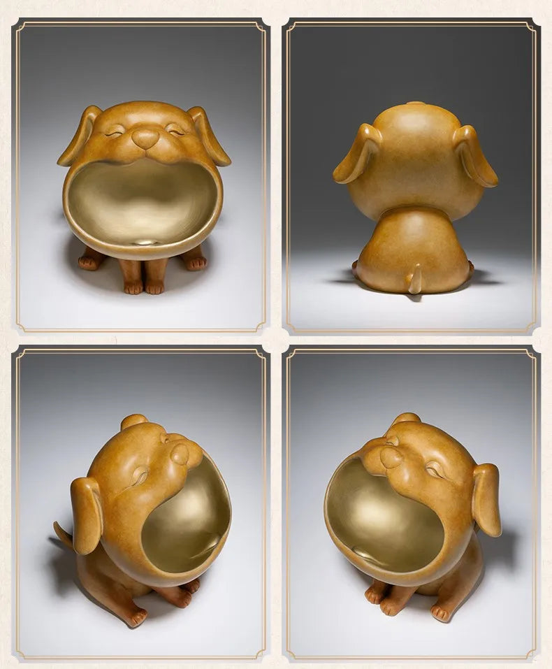 Unique TOP COOL high grade Lucky mascot 3D animal dog ashtray copper sculpture HOME BAR living ROOM SHOP decorative statue
