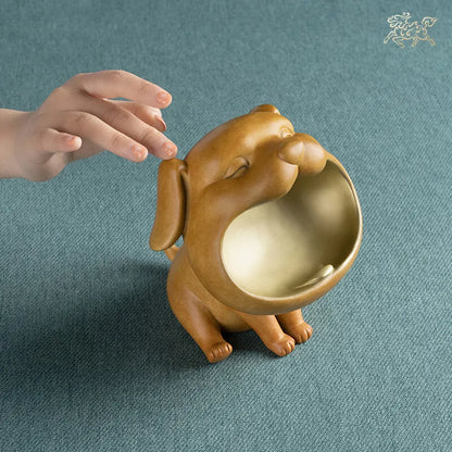 Unique TOP COOL high grade Lucky mascot 3D animal dog ashtray copper sculpture HOME BAR living ROOM SHOP decorative statue