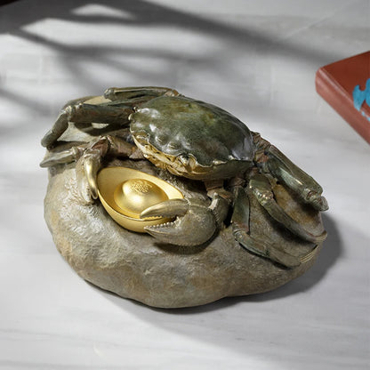 Unique TOP Recruit wealth Lucky mascot 3D crab BA FANG LAI CAI bronze sculpture HOME BAR living ROOM SHOP decorative statue