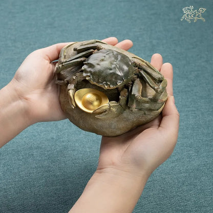 Unique TOP Recruit wealth Lucky mascot 3D crab BA FANG LAI CAI bronze sculpture HOME BAR living ROOM SHOP decorative statue