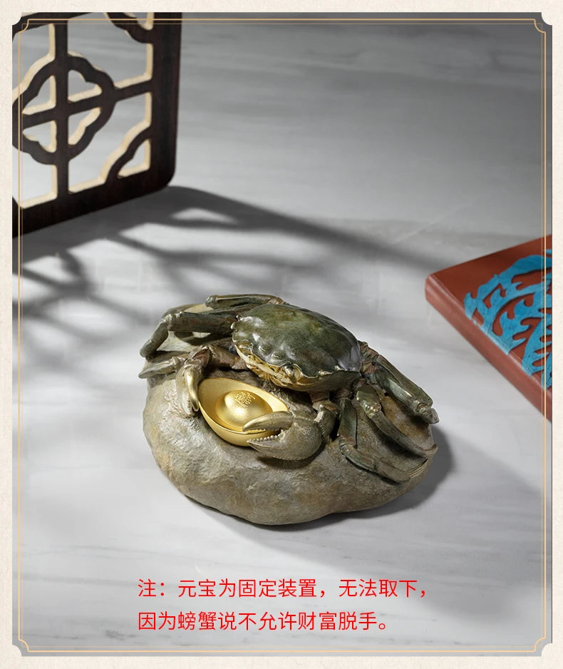 Unique TOP Recruit wealth Lucky mascot 3D crab BA FANG LAI CAI bronze sculpture HOME BAR living ROOM SHOP decorative statue