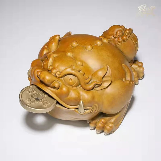 Unique TOP Recruit wealth Lucky mascot ZHAO CAI JIN CHAN bronze sculpture HOME BAR living ROOM SHOP FENG SHUI decorative statue