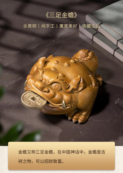 Unique TOP Recruit wealth Lucky mascot ZHAO CAI JIN CHAN bronze sculpture HOME BAR living ROOM SHOP FENG SHUI decorative statue