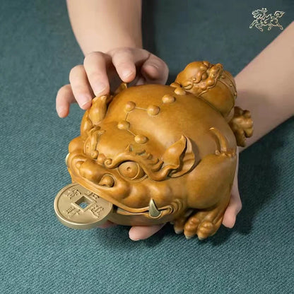 Unique TOP Recruit wealth Lucky mascot ZHAO CAI JIN CHAN bronze sculpture HOME BAR living ROOM SHOP FENG SHUI decorative statue