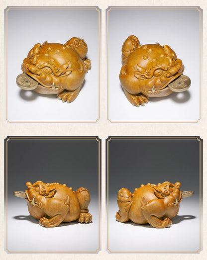 Unique TOP Recruit wealth Lucky mascot ZHAO CAI JIN CHAN bronze sculpture HOME BAR living ROOM SHOP FENG SHUI decorative statue