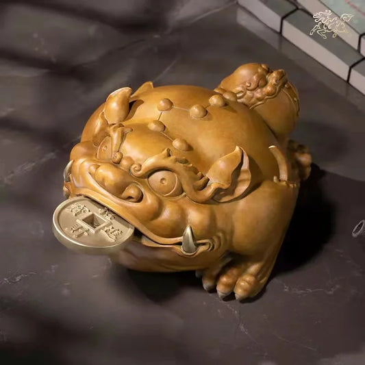 Unique TOP Recruit wealth Lucky mascot ZHAO CAI JIN CHAN bronze sculpture HOME BAR living ROOM SHOP FENG SHUI decorative statue