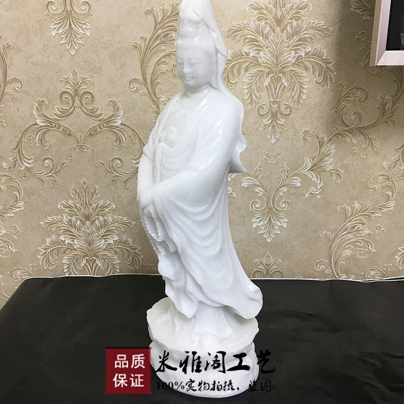 Unique- home family shop efficacious Protection Safety Health Talisman Hand carving jade Guanyin Bodhisattva Buddha statue