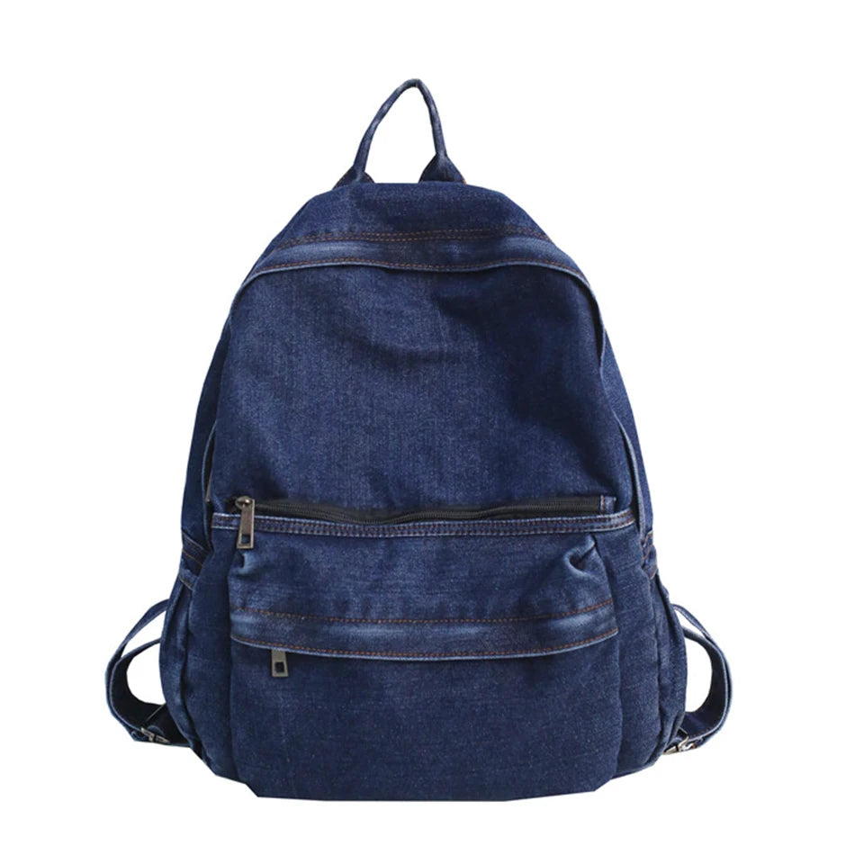Unisex Fashion Blue Denim Fabric Backpack Large Capacity School Bags For Teenager Girls & Boys Neutral Wind Harajuku Travel Bag