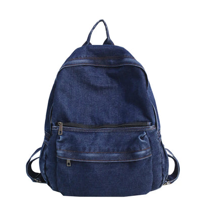 Unisex Fashion Blue Denim Fabric Backpack Large Capacity School Bags For Teenager Girls & Boys Neutral Wind Harajuku Travel Bag