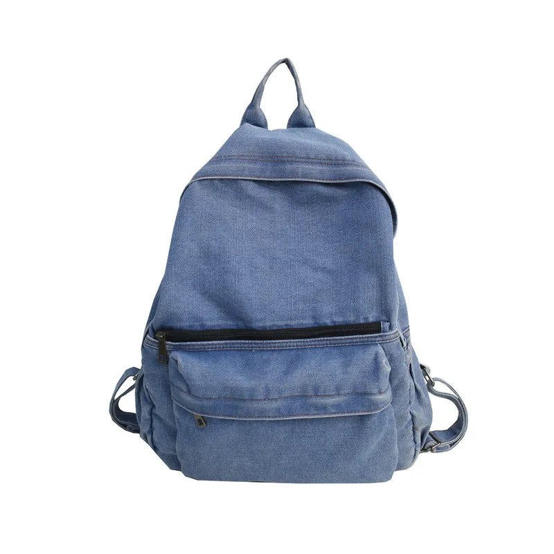 Unisex Fashion Blue Denim Fabric Backpack Large Capacity School Bags For Teenager Girls & Boys Neutral Wind Harajuku Travel Bag