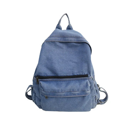 Unisex Fashion Blue Denim Fabric Backpack Large Capacity School Bags For Teenager Girls & Boys Neutral Wind Harajuku Travel Bag