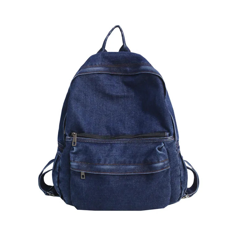 Unisex Fashion Blue Denim Fabric Backpack Large Capacity School Bags For Teenager Girls & Boys Neutral Wind Harajuku Travel Bag