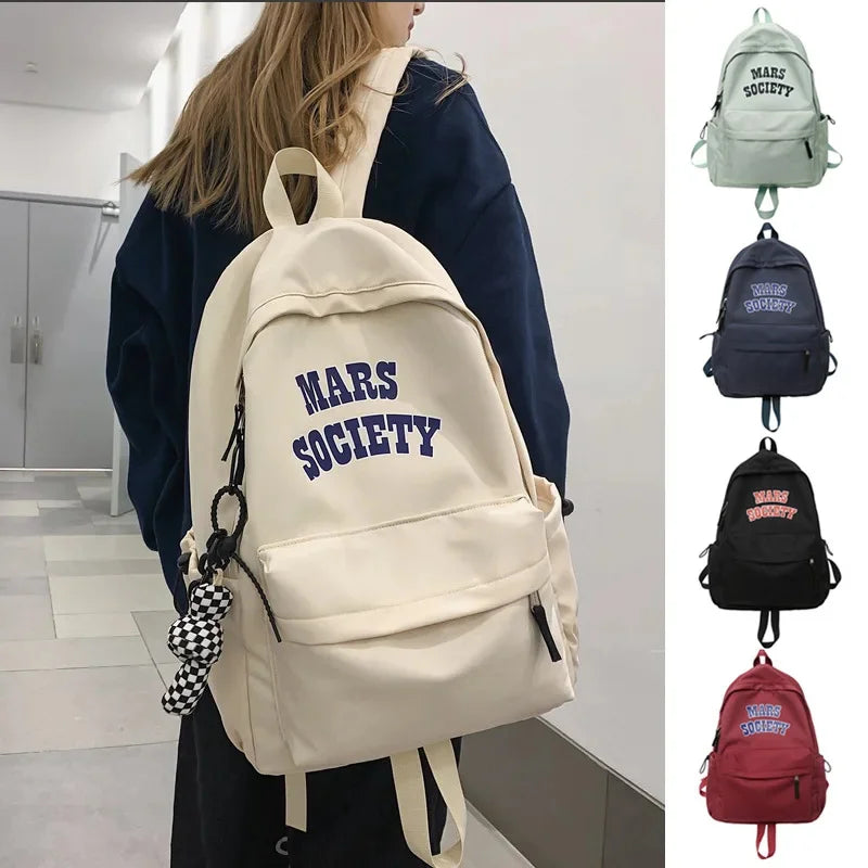 Unisex Fashion Korean Nylon Students Japanese Trend Letter Schoolbag Female Casual Large Capacity Travel Backpack