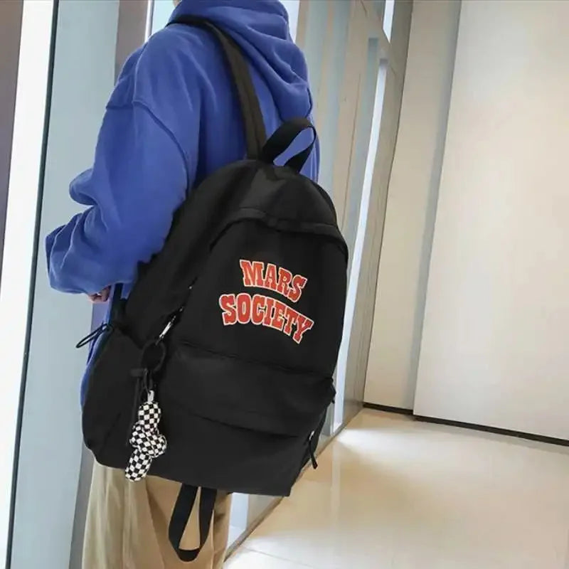 Unisex Fashion Korean Nylon Students Japanese Trend Letter Schoolbag Female Casual Large Capacity Travel Backpack