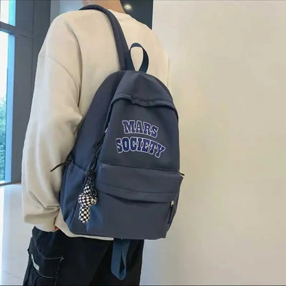 Unisex Fashion Korean Nylon Students Japanese Trend Letter Schoolbag Female Casual Large Capacity Travel Backpack