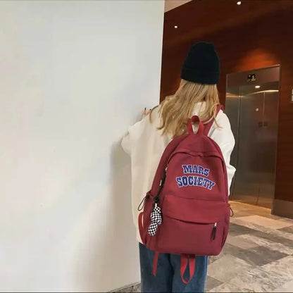 Unisex Fashion Korean Nylon Students Japanese Trend Letter Schoolbag Female Casual Large Capacity Travel Backpack