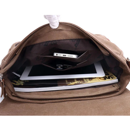 Unisex Messenger Bag Casual Canvas Bag Shoulder Sling Bag Satchel Messenger Bag for Men Work Office 13 inch Laptop Bag