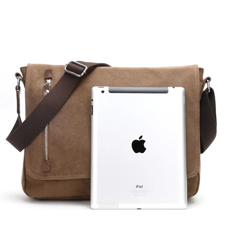 Unisex Messenger Bag Casual Canvas Bag Shoulder Sling Bag Satchel Messenger Bag for Men Work Office 13 inch Laptop Bag
